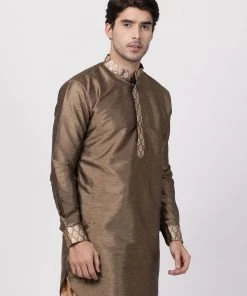 Vastramay Men's Gold Silk Blend Kurta 9 Vastramay Men's Gold Silk Blend Kurta