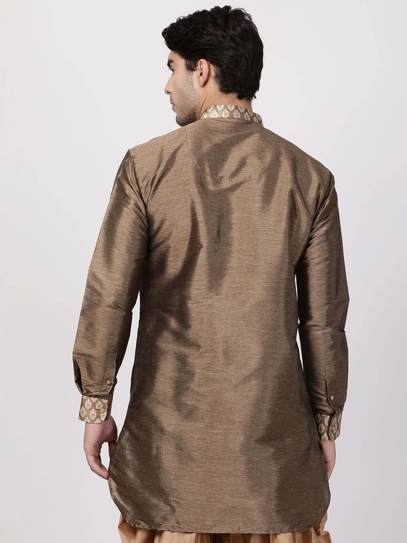 Vastramay Men's Gold Silk Blend Kurta 5 Vastramay Men's Gold Silk Blend Kurta