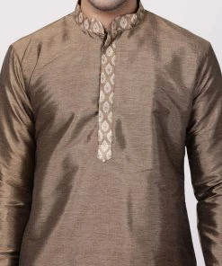 Vastramay Men's Gold Silk Blend Kurta 11 Vastramay Men's Gold Silk Blend Kurta