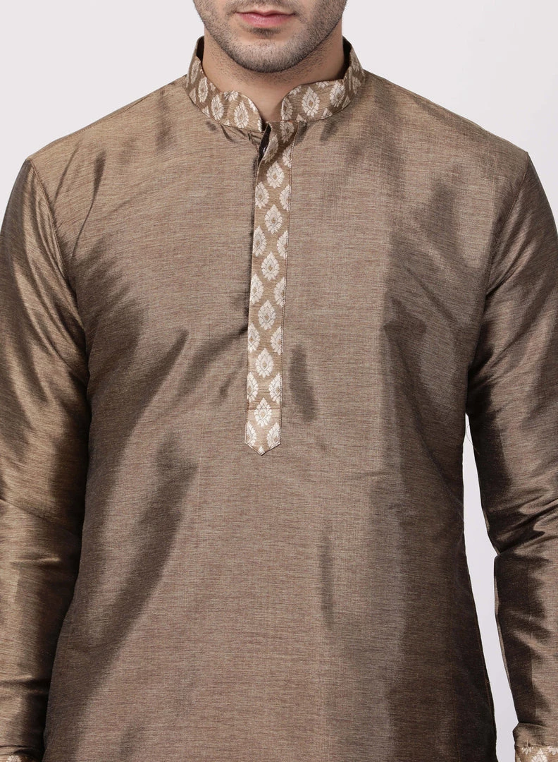Vastramay Men's Gold Silk Blend Kurta 6 Vastramay Men's Gold Silk Blend Kurta