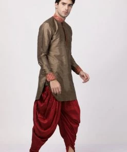 Vastramay Silk Blend Bronze And Maroon Baap Beta Dhoti Kurta Set 14 Vastramay Silk Blend Bronze And Maroon Baap Beta Dhoti Kurta Set