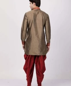 Vastramay Silk Blend Bronze And Maroon Baap Beta Dhoti Kurta Set 17 Vastramay Silk Blend Bronze And Maroon Baap Beta Dhoti Kurta Set
