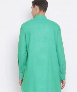Vastramay Men's Green Cotton Blend Kurta 10 Vastramay Men's Green Cotton Blend Kurta