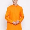 Vastramay Men's Orange Cotton Blend Kurta