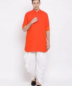 Vastramay Men's Red Cotton Blend Kurta