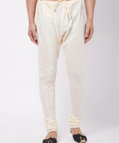 Vastramay Men's Cream Viscose Pyjama