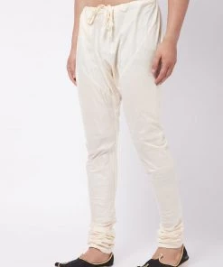 Vastramay Men's Cream Viscose Pyjama