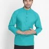Vastramay Men's Aqua Pure Cotton Short Kurta Buy 1 Get 1