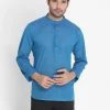 Vastramay Men's Blue Pure Cotton Short Kurta