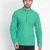 Vastramay Men's Green Pure Cotton Short Kurta