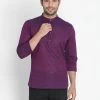 Vastramay Men's Purple Pure Cotton Short Kurta