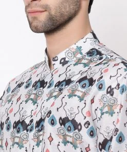 Vastramay Men's Grey Cotton Blend Short Kurta Buy 1 Get 1