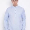 Vastramay Men's Blue Cotton Blend Short Kurta