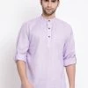 Vastramay Men's Purple Cotton Blend Short Kurta