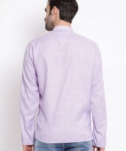 Vastramay Men's Purple Cotton Blend Short Kurta 11 Vastramay Men's Purple Cotton Blend Short Kurta
