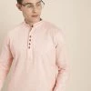 VASTRAMAY Men's Pink Solid Pure Cotton Kurta 1 VASTRAMAY Men's Pink Solid Pure Cotton Kurta