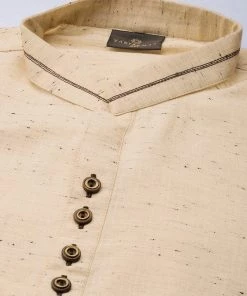 Rakhi VASTRAMAY Men's Beige Solid Pure Cotton Kurta