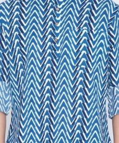 Vastramay Men's Blue Cotton Short Kurta