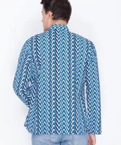 Vastramay Men's Blue Cotton Short Kurta