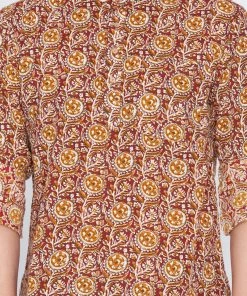 Vastramay Men's Brown Cotton Short Kurta