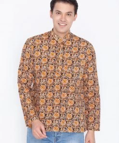 Vastramay Men's Brown Cotton Short Kurta