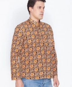 Vastramay Men's Brown Cotton Short Kurta