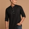 VASTRAMAY Men's Black Color Short Cotton Kurta 2 VASTRAMAY Men's Black Color Short Cotton Kurta
