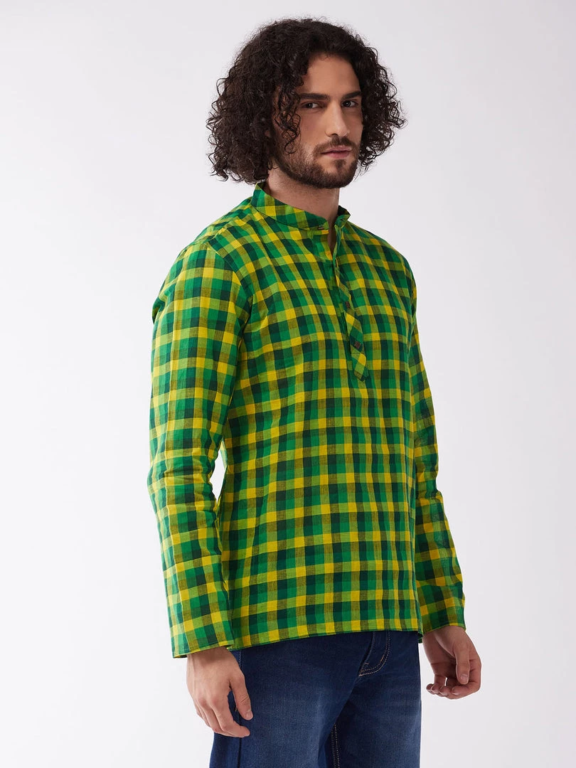 VASTRAMAY Men's Green Pure Cotton Kurta Rakhi 4 VASTRAMAY Men's Green Pure Cotton Kurta Rakhi