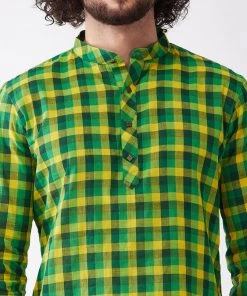 VASTRAMAY Men's Green Pure Cotton Kurta Rakhi 13 VASTRAMAY Men's Green Pure Cotton Kurta Rakhi