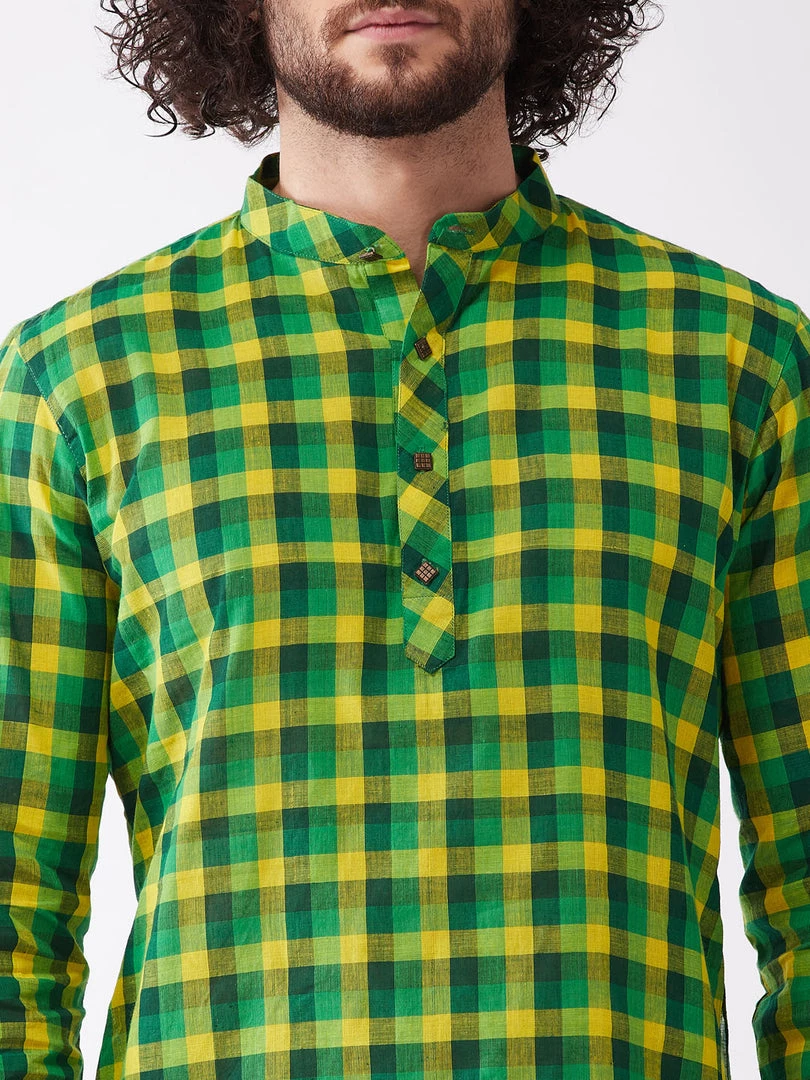 VASTRAMAY Men's Green Pure Cotton Kurta Rakhi 6 VASTRAMAY Men's Green Pure Cotton Kurta Rakhi