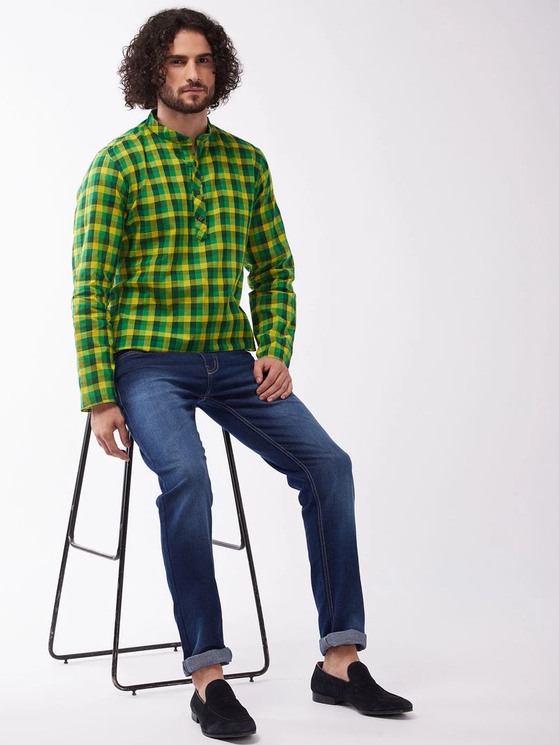 VASTRAMAY Men's Green Pure Cotton Kurta Rakhi 7 VASTRAMAY Men's Green Pure Cotton Kurta Rakhi