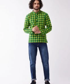 VASTRAMAY Men's Green Pure Cotton Kurta Rakhi 15 VASTRAMAY Men's Green Pure Cotton Kurta Rakhi