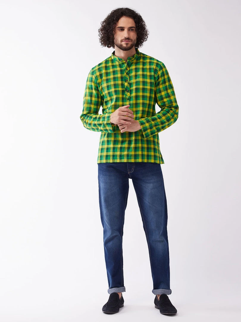 VASTRAMAY Men's Green Pure Cotton Kurta Rakhi 8 VASTRAMAY Men's Green Pure Cotton Kurta Rakhi