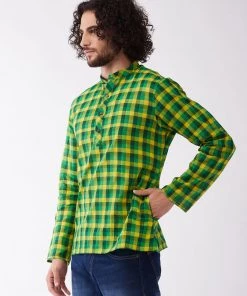 VASTRAMAY Men's Green Pure Cotton Kurta Rakhi 16 VASTRAMAY Men's Green Pure Cotton Kurta Rakhi