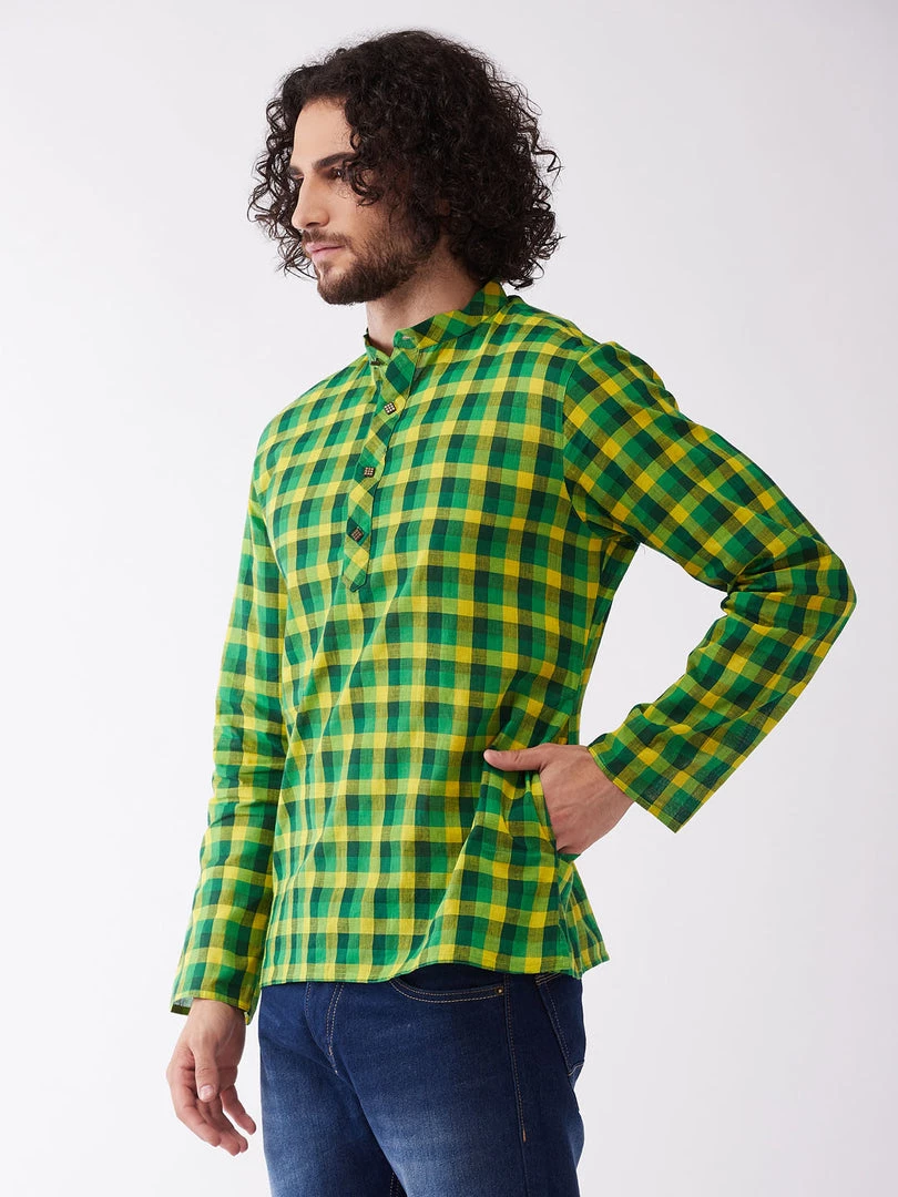 VASTRAMAY Men's Green Pure Cotton Kurta Rakhi 9 VASTRAMAY Men's Green Pure Cotton Kurta Rakhi