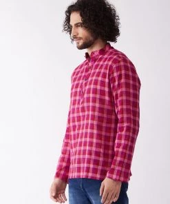 VASTRAMAY Men's Purple Pure Cotton Kurta