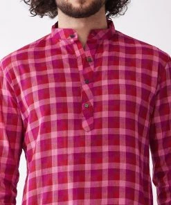 VASTRAMAY Men's Purple Pure Cotton Kurta