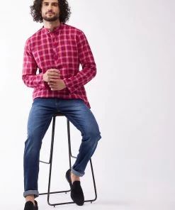 VASTRAMAY Men's Purple Pure Cotton Kurta