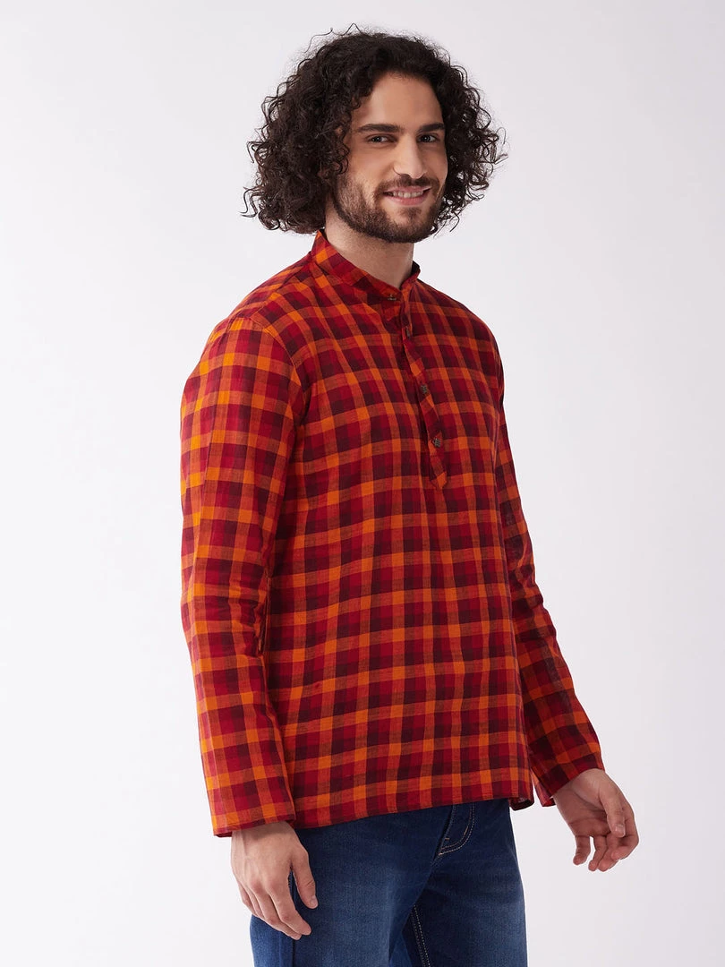 VASTRAMAY Men's Red Pure Cotton Kurta 4 VASTRAMAY Men's Red Pure Cotton Kurta