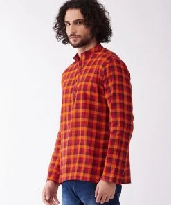 VASTRAMAY Men's Red Pure Cotton Kurta 13 VASTRAMAY Men's Red Pure Cotton Kurta