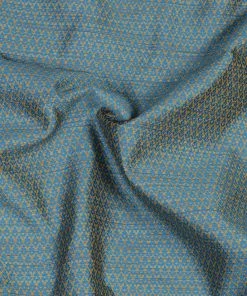 Vastramay Dobby Jacquard Aqua And Beige Silk Blend Fabric