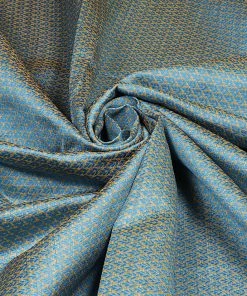 Vastramay Dobby Jacquard Aqua And Beige Silk Blend Fabric