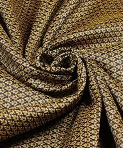 Vastramay Dobby Jacquard Black And Beige Silk Blend Fabric