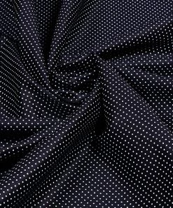 Vastramay Polka Dot Black And White Cotton Fabric