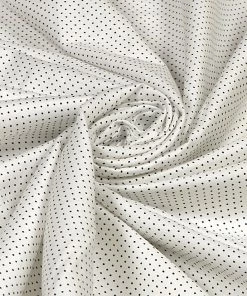 Vastramay Polka Dot White And Black Cotton Fabric