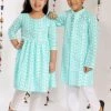 Vastramay Green Pure Cotton Chikankari Siblings Set