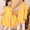 Vastramay Orange Pure Cotton Chikankari Siblings Set