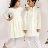 Vastramay Yellow Pure Cotton Chikankari Siblings Set