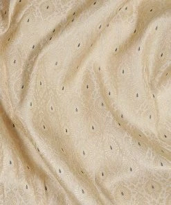 Vastramay Banarasi Meena Jari Beige And Royal Blue Silk Blend Fabric