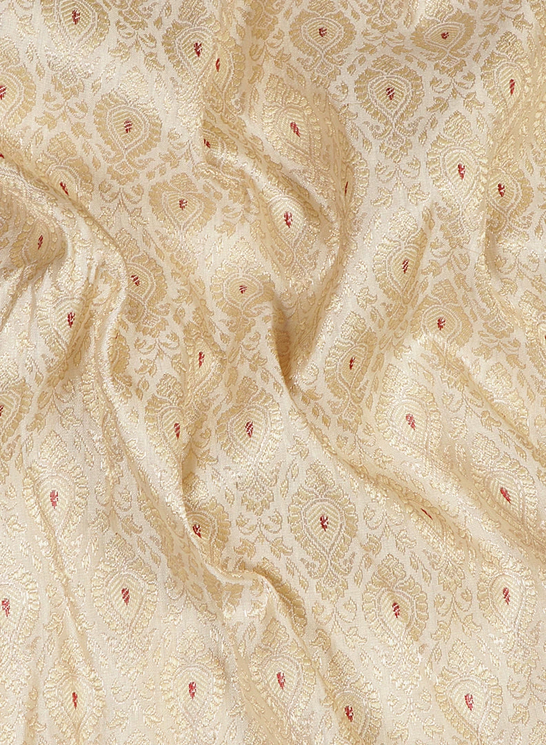 Vastramay Banarasi Meena Jari Beige And Maroon Silk Blend Fabric 6 Vastramay Banarasi Meena Jari Beige And Maroon Silk Blend Fabric